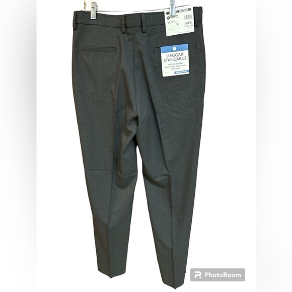 Haggar Standards Tic Weaver Charcoal Super Flex Waist Straight Fit NWT 34W x 32L - Picture 3 of 7